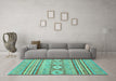 Machine Washable Abstract Turquoise Modern Area Rugs in a Living Room,, wshabs2399turq