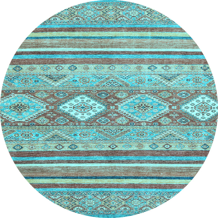 Round Machine Washable Abstract Light Blue Modern Rug, wshabs2399lblu
