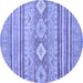 Round Abstract Blue Modern Rug, abs2399blu