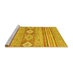 Sideview of Machine Washable Abstract Yellow Modern Rug, wshabs2399yw