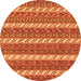 Round Machine Washable Abstract Orange Modern Area Rugs, wshabs239org