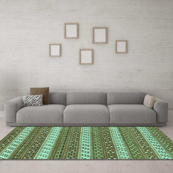 Machine Washable Abstract Turquoise Modern Area Rugs in a Living Room,, wshabs239turq