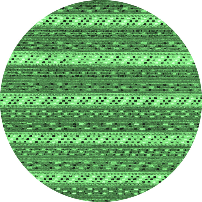 Round Machine Washable Abstract Emerald Green Modern Area Rugs, wshabs239emgrn