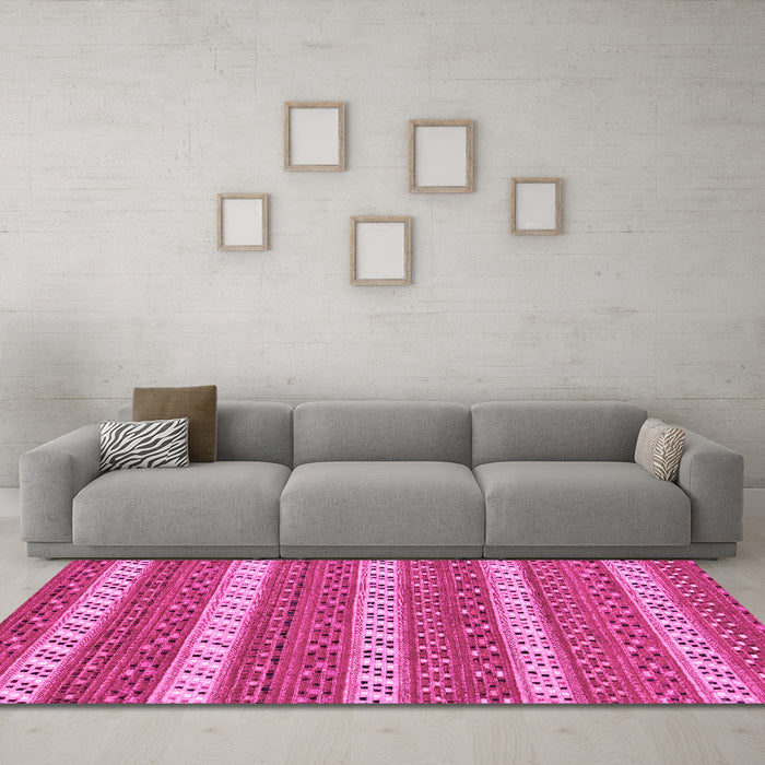 Machine Washable Abstract Pink Modern Rug in a Living Room, wshabs239pnk