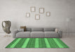 Machine Washable Abstract Emerald Green Modern Area Rugs in a Living Room,, wshabs239emgrn