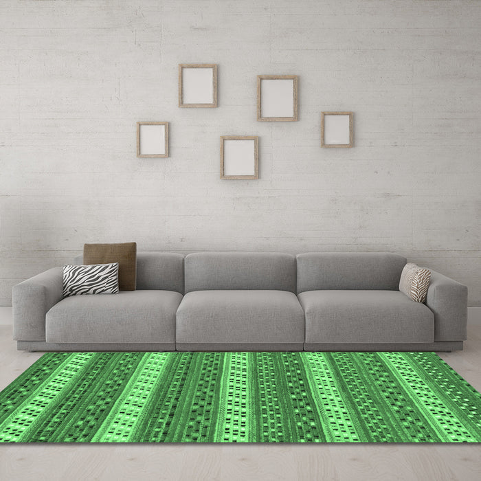 Machine Washable Abstract Emerald Green Modern Area Rugs in a Living Room,, wshabs239emgrn