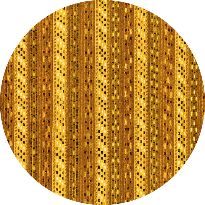 Round Abstract Yellow Modern Rug, abs239yw