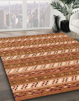 Machine Washable Abstract Mango Orange Rug in a Family Room, wshabs239