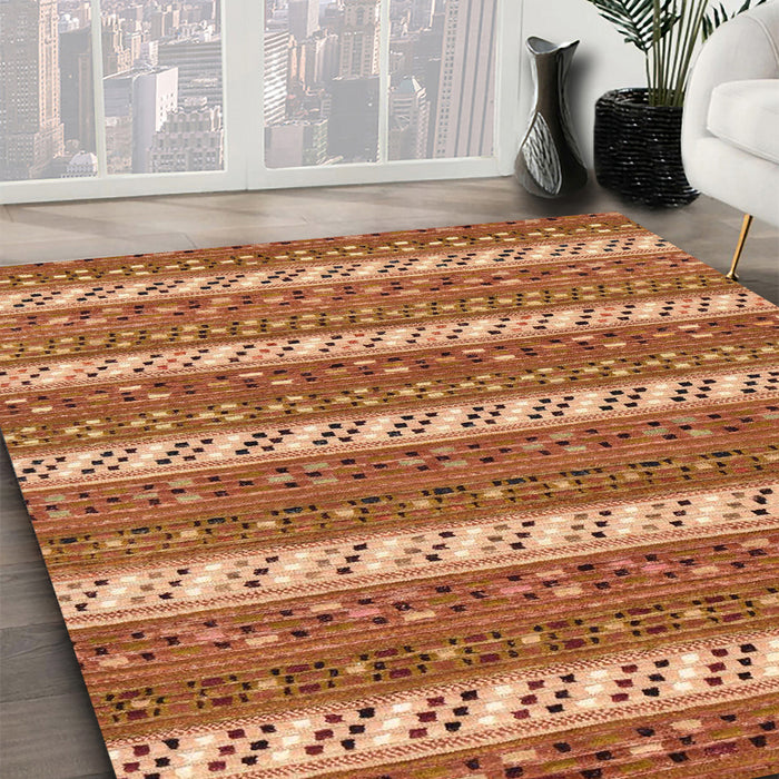 Machine Washable Abstract Mango Orange Rug in a Family Room, wshabs239