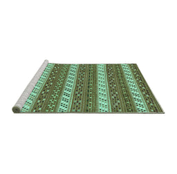 Sideview of Machine Washable Abstract Turquoise Modern Area Rugs, wshabs239turq