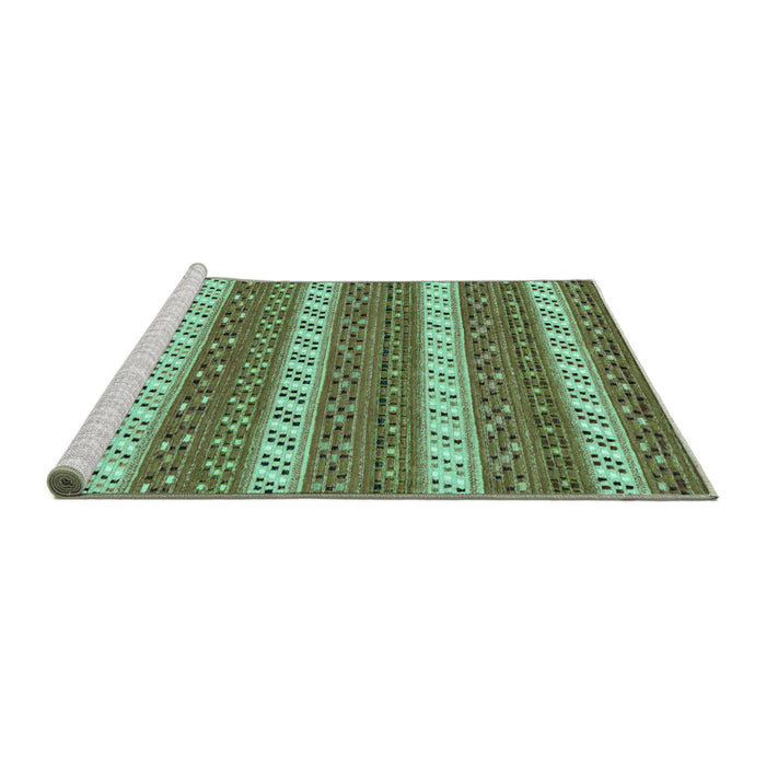 Sideview of Machine Washable Abstract Turquoise Modern Area Rugs, wshabs239turq