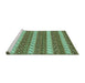 Sideview of Machine Washable Abstract Turquoise Modern Area Rugs, wshabs239turq