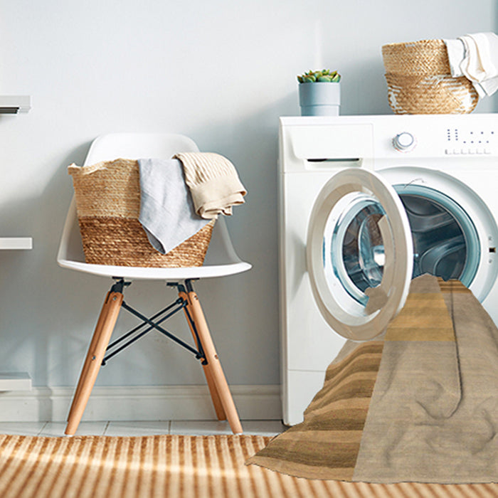 Machine Washable Abstract Bronze Brown Rug in a Washing Machine, wshabs23