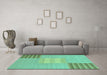 Machine Washable Abstract Turquoise Modern Area Rugs in a Living Room,, wshabs23turq