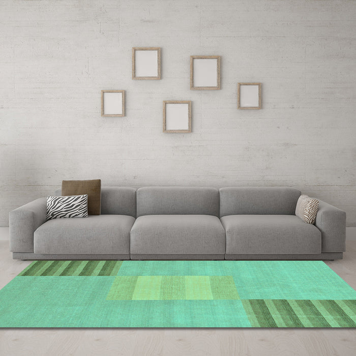 Machine Washable Abstract Turquoise Modern Area Rugs in a Living Room,, wshabs23turq