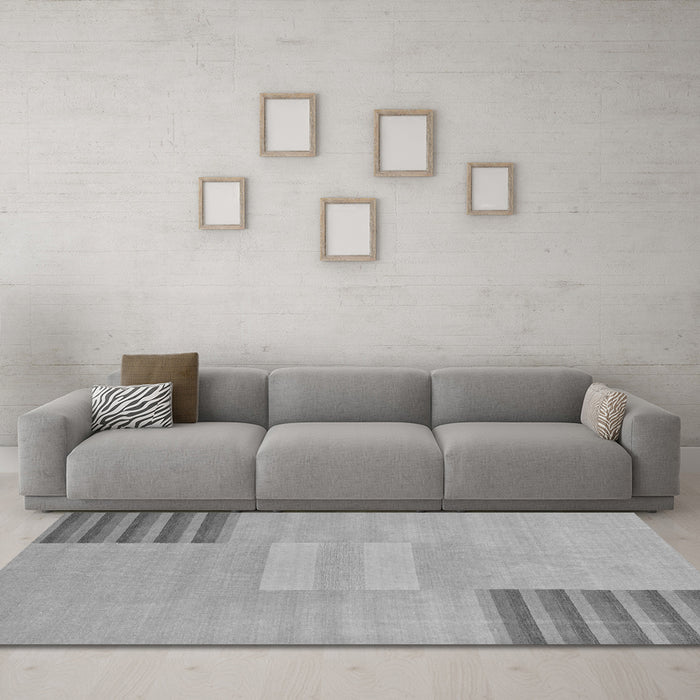 Machine Washable Abstract Gray Modern Rug in a Living Room,, wshabs23gry