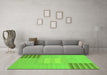 Machine Washable Abstract Green Modern Area Rugs in a Living Room,, wshabs23grn