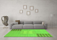 Machine Washable Abstract Green Modern Rug, wshabs23grn