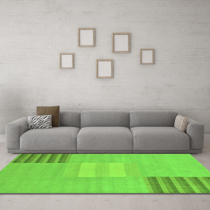 Machine Washable Abstract Green Modern Area Rugs in a Living Room,, wshabs23grn