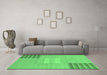 Machine Washable Abstract Emerald Green Modern Area Rugs in a Living Room,, wshabs23emgrn