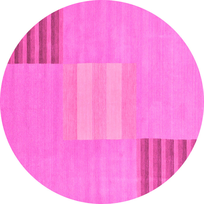 Round Machine Washable Abstract Pink Modern Rug, wshabs23pnk