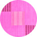 Round Machine Washable Abstract Pink Modern Rug, wshabs23pnk