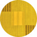 Round Abstract Yellow Modern Rug, abs23yw