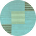 Round Abstract Light Blue Modern Rug, abs23lblu