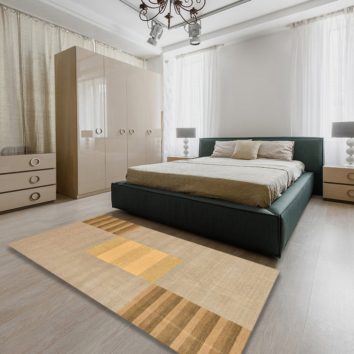 Machine Washable Abstract Bronze Brown Rug in a Bedroom, wshabs23