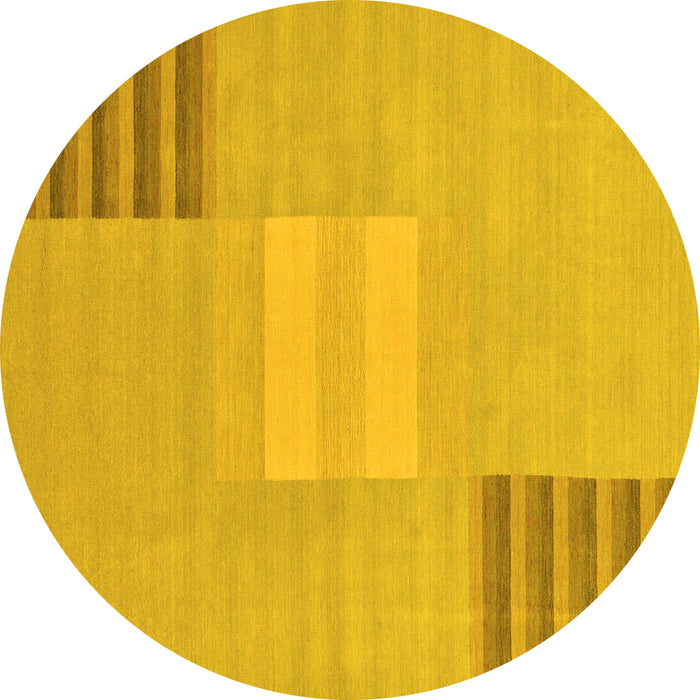 Round Machine Washable Abstract Yellow Modern Rug, wshabs23yw