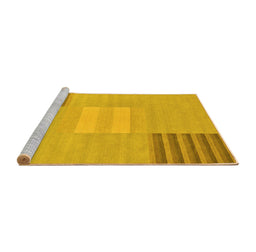 Sideview of Machine Washable Abstract Yellow Modern Rug, wshabs23yw