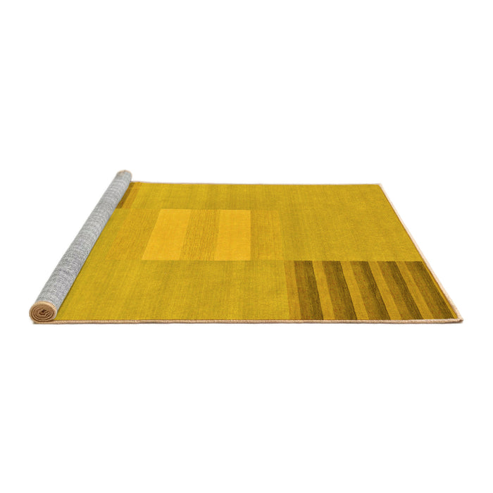 Sideview of Machine Washable Abstract Yellow Modern Rug, wshabs23yw