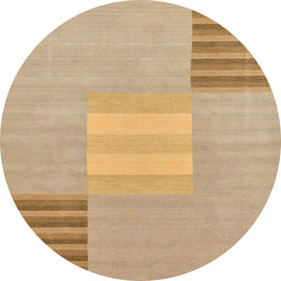 Round Machine Washable Abstract Bronze Brown Rug, wshabs23