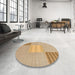 Round Machine Washable Abstract Bronze Brown Rug in a Office, wshabs23