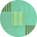 Round Abstract Turquoise Modern Rug, abs23turq