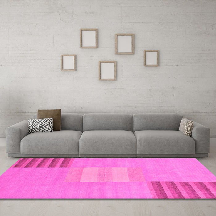 Machine Washable Abstract Pink Modern Rug in a Living Room, wshabs23pnk
