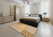 Abstract Bronze Brown Modern Rug in a Bedroom, abs23