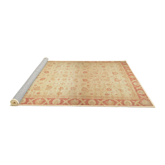 Sideview of Machine Washable Abstract Mustard Yellow Rug, wshabs24