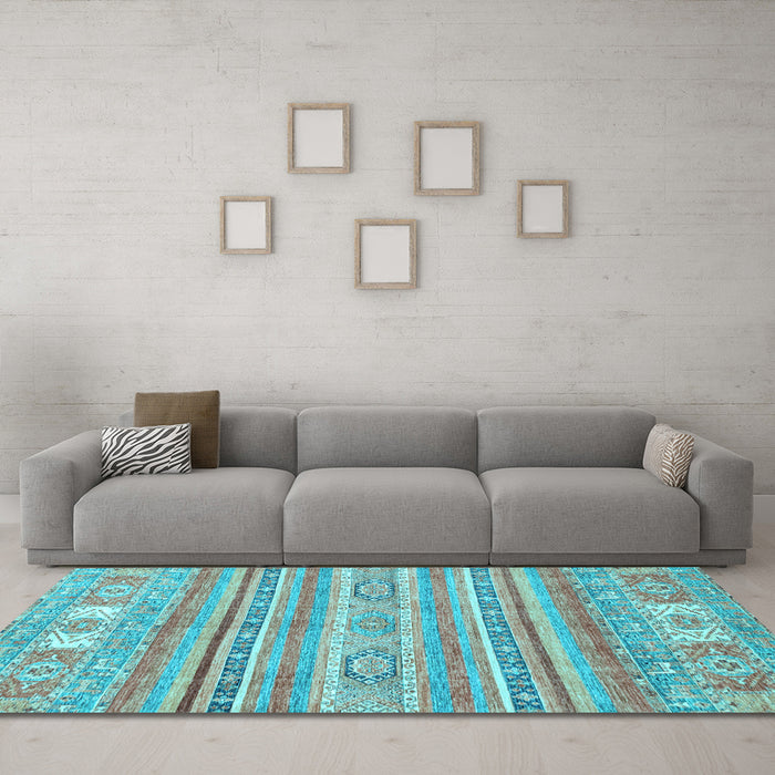 Machine Washable Abstract Light Blue Modern Rug in a Living Room, wshabs2400lblu