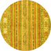 Round Abstract Yellow Modern Rug, abs2400yw