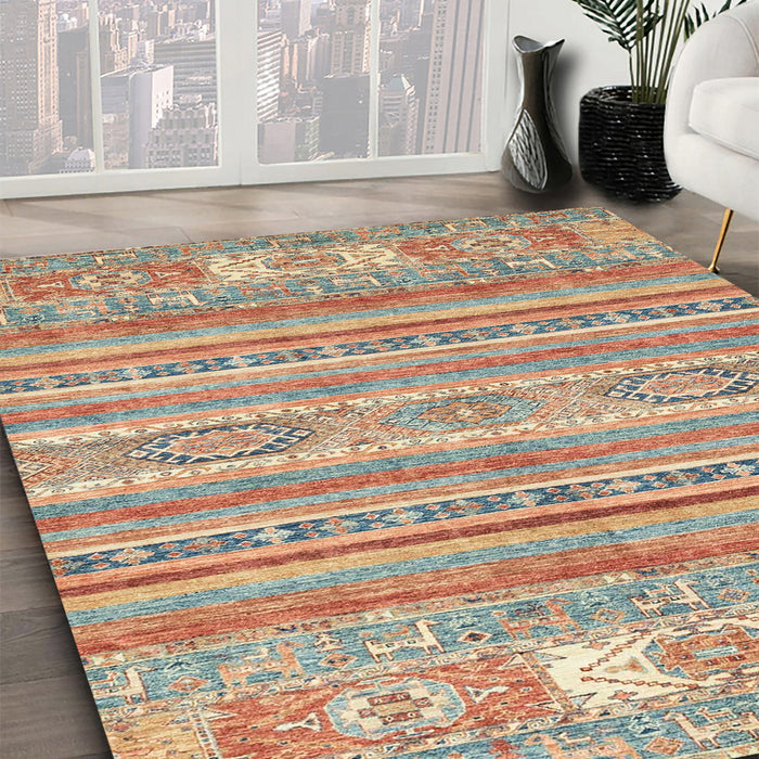 Abstract Rust Pink Modern Rug in Family Room, abs2400