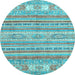 Round Abstract Light Blue Modern Rug, abs2400lblu