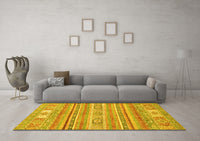 Machine Washable Abstract Yellow Modern Rug, wshabs2400yw