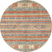 Round Machine Washable Abstract Rust Pink Rug, wshabs2400