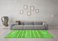 Machine Washable Abstract Green Modern Rug, wshabs2400grn