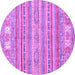 Round Machine Washable Abstract Purple Modern Area Rugs, wshabs2400pur