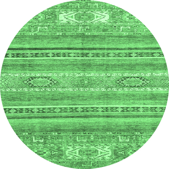 Round Abstract Emerald Green Modern Rug, abs2400emgrn