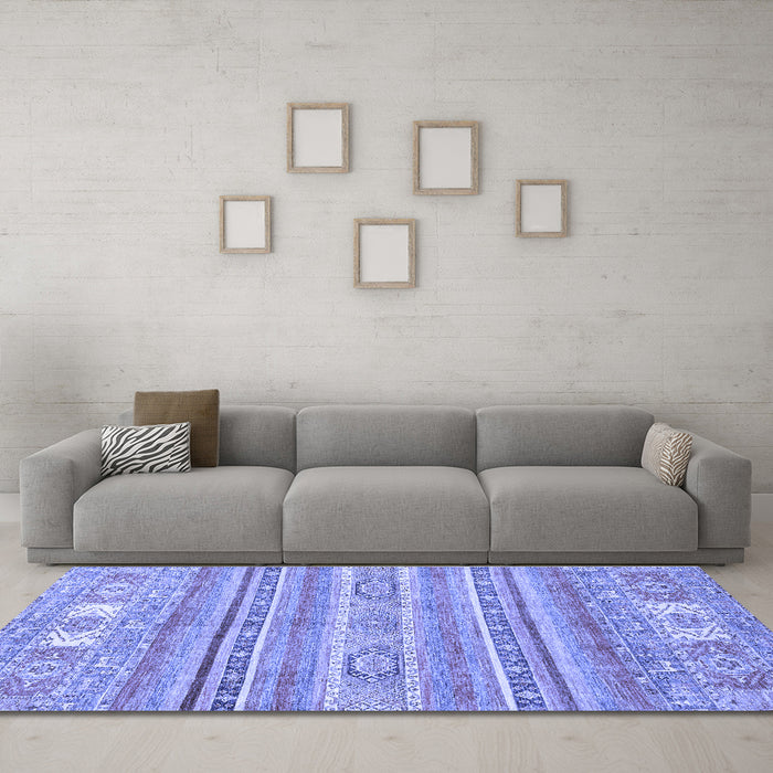 Machine Washable Abstract Blue Modern Rug in a Living Room, wshabs2400blu