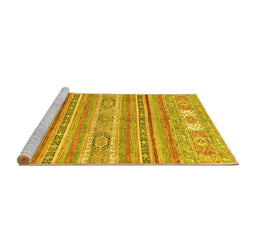 Sideview of Machine Washable Abstract Yellow Modern Rug, wshabs2400yw