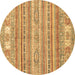 Round Abstract Brown Modern Rug, abs2400brn